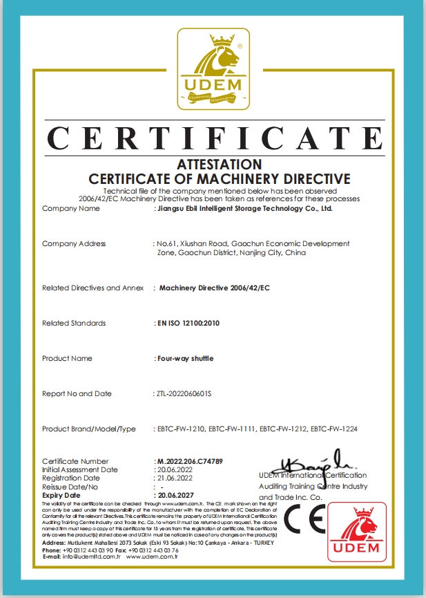 Four Way Shuttle  CE certificate